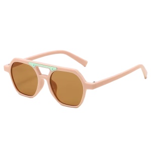 Ochelari de soare pentru copii, unisex, model cu rama chic, detaliu de contrast, tematica cool summer, marime universala, roz