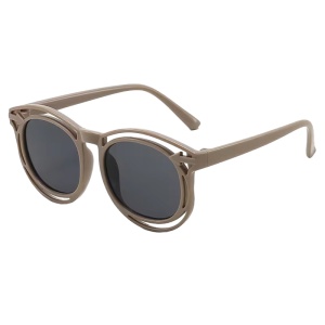 Ochelari de soare pentru copii, unisex, model cu rama fashion, tematica cozy summer, marime universala, gri