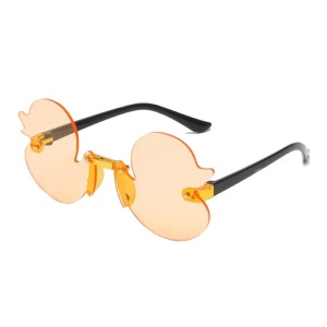 Ochelari de soare pentru copii, unisex, model cu ratuste, tematica Ducky the fancy duck, marime universala, portocaliu luminos