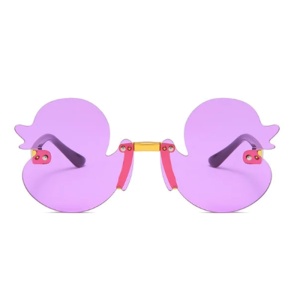 Ochelari de soare pentru copii, unisex, model cu ratuste, tematica Ducky the fancy duck, marime universala, mov - Img 2