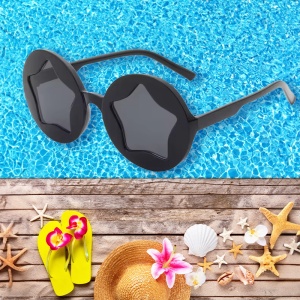 Ochelari de soare pentru copii, unisex, model cu stea, tematica new star in town, marime universala, negri - Img 2