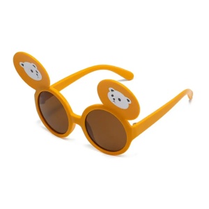 Ochelari de soare pentru copii, unisex, model cu urechiuse de ursulet, flexibili, marime universala, portocalii