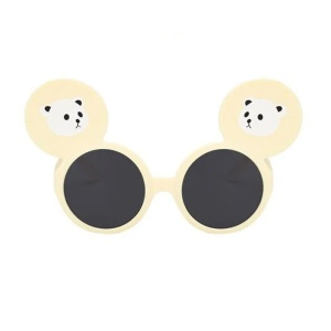 Ochelari de soare pentru copii, unisex, model cu urechiuse de ursulet, flexibili, marime universala, bej - Img 2