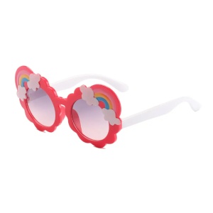 Ochelari de soare pentru copii, unisex, model curcubeu cu accesorii, marime universala, rosu deschis