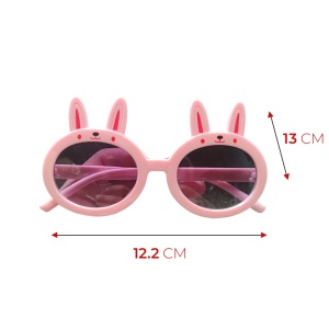 Ochelari de soare pentru copii, unisex, model iepuras, marime universala, roz pal - Img 3