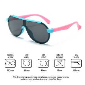Ochelari de soare pentru copii, unisex, model pilot curajos, tematica summer drive, marime universala, albastri - Img 3