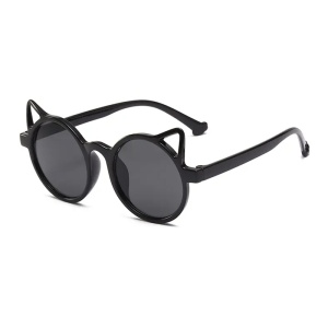 Ochelari de soare pentru copii, unisex, model pisicuta, accesorii urechiuse, marime universala, negri