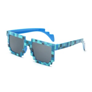 Ochelari de soare pentru copii, unisex, model pixelat, tematica cool gamer, marime universala, albastri