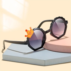 Ochelari de soare pentru copii, unisex, model printi si printese, marime universala, negri - Img 3