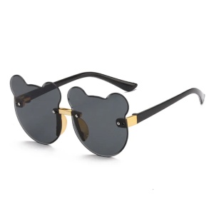 Ochelari de soare pentru copii, unisex, model ursulet, gradient, marime universala, negri