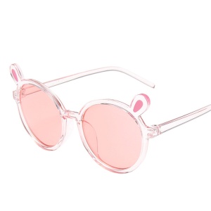 Ochelari de soare pentru copii, unisex, model vesel cu accesorii urechiuse, marime universala, roz
