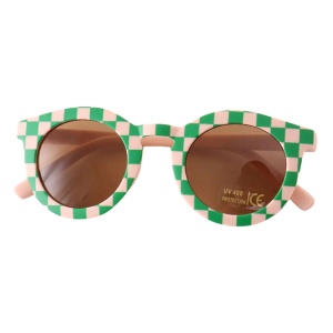 Ochelari de soare pentru copii, unisex, model vintage, rama cu imprimeu, tematica fashion summer, marime universala, verzi - Img 3
