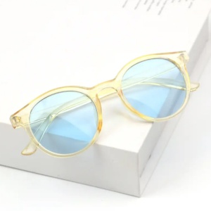 Ochelari de soare pentru copii, unisex, model vintage, rame fashion, M2, marime universala, galbeni - Img 3