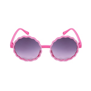 Ochelari de soare pentru copii, unisex, rotunzi, model summer cool, marime universala, roz aprins - Img 2