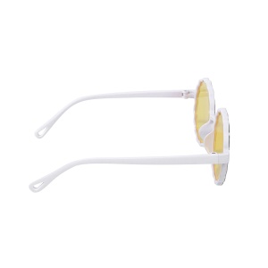 Ochelari de soare pentru copii, unisex, rotunzi, model summer cool, marime universala, albi cu galben - Img 3