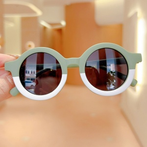 Ochelari de soare pentru copii, unisex, rotunzi, model vintage summer vibe, marime universala, verzi - Img 4