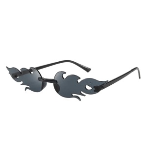 Ochelari de soare pentru femei, model cu flacara, tematica sexy and hot, marime universala, negri