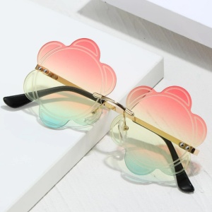 Ochelari de soare pentru femei, model cu floare, tematica I love retro flower, marime universala, multicolori - Img 3