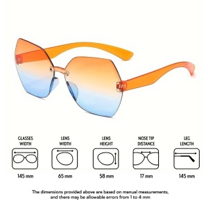 Ochelari de soare pentru femei, model pentru petrecareti, tematica dance with me, marime universala, portocalii cu albastru - Img 3