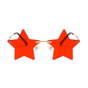 Ochelari de soare pentru femei, model super cool cu stea, tematica new star in town, marime universala, rosii - Img 2