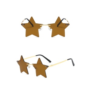 Ochelari de soare pentru femei, model super cool cu stea, tematica new star in town, marime universala, maro - Img 3