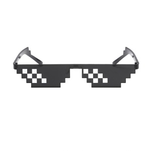 Ochelari de soare, unisex, model pixelat, tematica thug life, marime universala, negri - Img 2