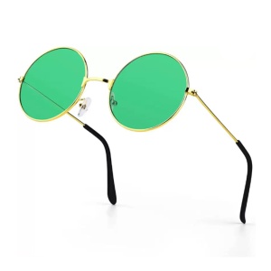 Ochelari de soare unisex, model retro rotund, tematica mistery cool, marime universala, verzi - Img 2
