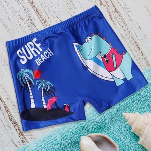 Pantaloni de baie pentru baieti, tematica sporturi de vara, model dino cool surf beach, albastru - Img 3