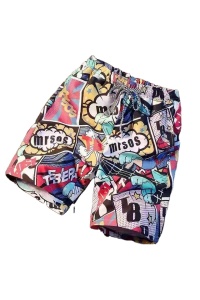 Pantaloni scurti de baie tip bermude, imprimeu multicolor, barbati, uscare rapida