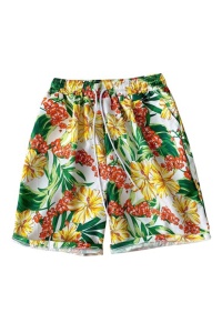 Pantaloni scurti de baie tip sort, barbati, imprimeu floral, uscare rapida, alb
