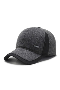 Sapca de barbati, cozoroc curbat, acoperitori pentru urechi, reglabila la spate, model calduros, tematica men style, marime universala, gri