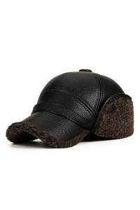 Sapca de barbati, cozoroc curbat, protectie pentru urechi, prindere cu capse, model calduros, tematica business style, marime universala, maro
