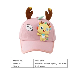 Sapca pentru copii, prindere reglabila cu scai, accesorizata cu urechiuse de ren si figurine colorate, model vesel, tematica party time, 2 – 7 ani, roz - Img 4