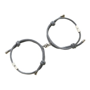 Set 2 bratari cuplu cu magnet rotund, tip sfoara, gri