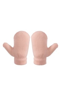 Set caciula copii cu manusi pentru iarna, model cu urechi pom pom, 1-4 ani, roz - Img 3