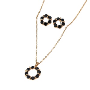 Set cercei si lantisor dama, model fashion delicat, tematica fancy style, negru