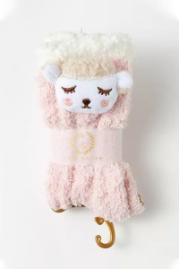 Sosete dama, calduroase, moi, accesorizate, model sleepy face, marime universala, roz - Img 2