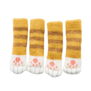 Sosete pentru mobila, protectie pentru picioarele scaunelor, model tip husa anti zgariere cu labute de pisica, tematica cozy home, marime universala, galbene