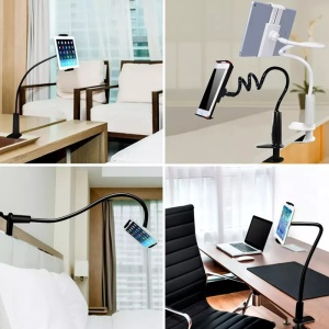 Suport flexibil pentru telefon, model 360 grade, alb cu albastru deschis - Img 3