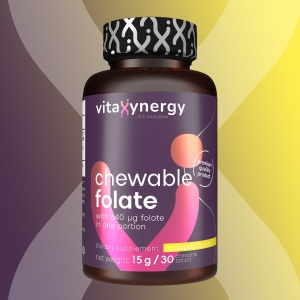 VITAXYNERGY CHEWABLE FOLATE 30 tabs – Suport esential pentru sanatatea celulara si cardiovasculara, Aprobat de Ministerul Sanatatii, Certificat FDA, GMP, Halal - Img 2