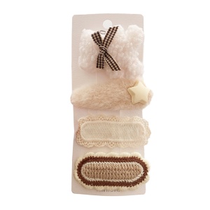 Accesorii de par, tip clema, set 4 piese, ursulet, alb - Img 2