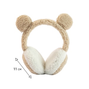 Acoperitori pentru urechi, protectie impotriva frigului, model casti dama pufoase cu urechiuse de ursulet, tematica funny winter, marime universala, maro - Img 4