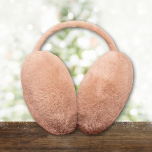 Acoperitori pentru urechi, protectie impotriva frigului, model casti care se poarta pe spatele capului, tematica fluffy and warm, unisex, marime universala, maro - Img 3