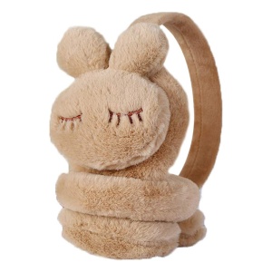 Acoperitori pentru urechi, protectie impotriva frigului, model casti pentru copii, tematica sleepy bunny, marime universala, maro