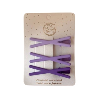Agrafe de par, set 3 bucati, model in X, vesel si colorat, tematica strop de culoare in parul tau, mov