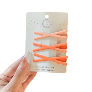 Agrafe de par, set 3 bucati, model in X, vesel si colorat, tematica strop de culoare in parul tau, portocaliu