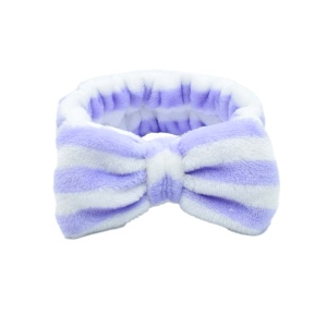 Bentita cosmetica machiaj, elastica, model cu dungi, mov cu alb, marime standard