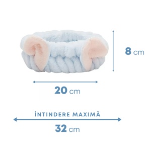 Bentita cosmetica machiaj, soricel, bleu cu urechiuse crem, marime standard - Img 4