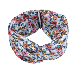 Bentita pentru par elastica, model casual, imprimeu cu flori, marime universala, albastru deschis