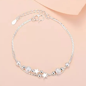 Bratara dama argint 925, model galaxie, dublat, accesorii bilute si stelute, reglabila - Img 3